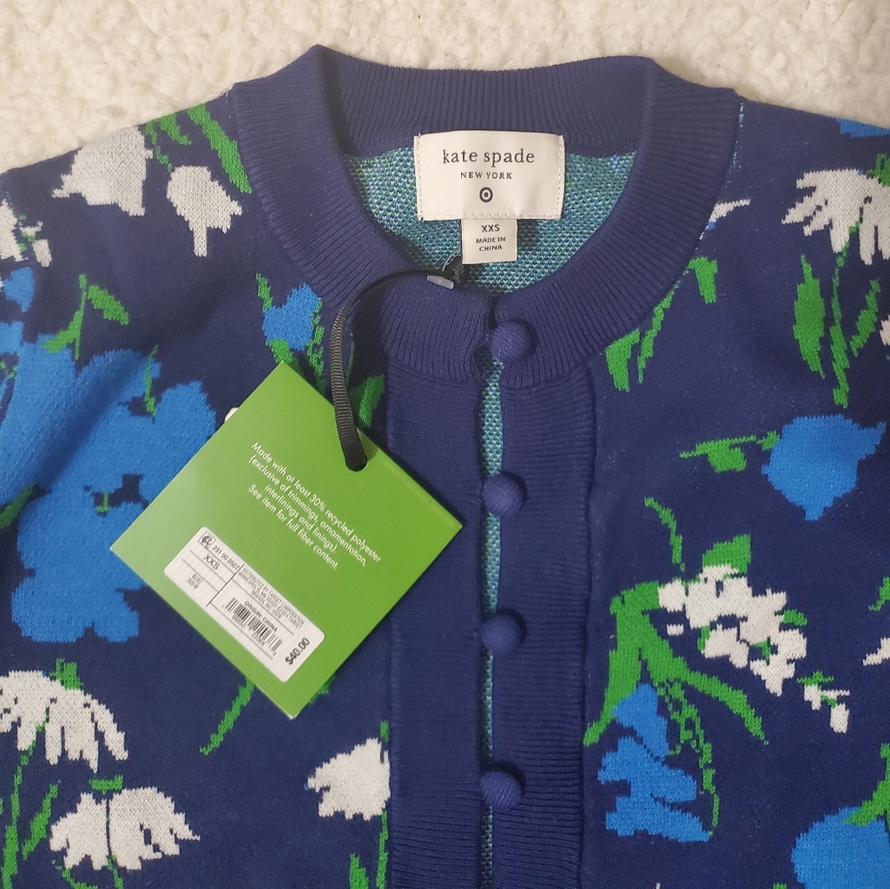 Kate Spade New York Women's Mixed Floral Cardigan - Blue/Green/White XS - Picture 14 of 15